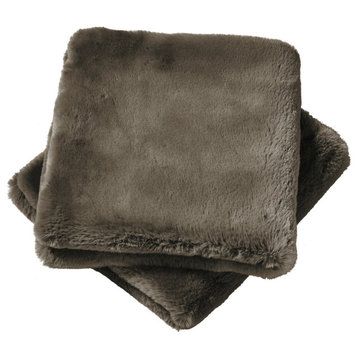 Heavy Faux Fur Throw Pillow Covers 2pcs Set, Chocolate, 20''x20''