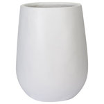 Aspire Home Accents - Nolan Modern Outdoor Planter, White, 20"Hx12"W, White, 23.5"hx15"w - The bold shape of this modern planter creates an attractive focal point for your garden, patio, or porch. Featuring a stylized cylinder design with a classic neutral exterior, it's a versatile piece that pairs well with other Modern or Mid-Century Modern accents. It won't fail to draw the eye no matter where you put it, plus it can hold a variety of plants from flowers to small trees. These are crafted from a lightweight material that holds up especially well outdoors, which means it's durable and looks great year after year.