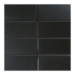 Dimensional Ceramic - Distortion Mosaic 1-7/8" x 3-7/8" Metallic Black - Matte - Tile