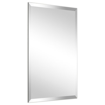Frameless Beveled Prism Rectangle Wall Mirror, 1" Beveled Edge, 30"x20"