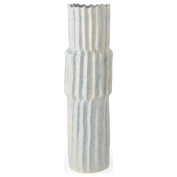 Cardon Light Gray Ceramic Textured Vase, 23"