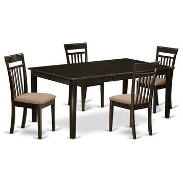 5-Piece Formal Dining Room Set, Dinette Table Featuring Leaf And 4 Dining Chairs