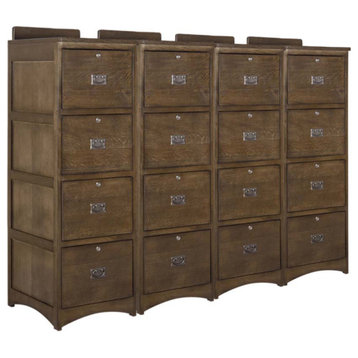 Crafters and Weavers Mission Solid Oak 4 Drawer File Cabinet - Walnut, Four