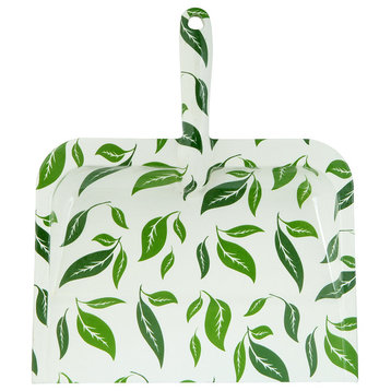 Superio Heavy Duty Green and White Leaf Design Dustpan, for Home, Kitchen, etc.
