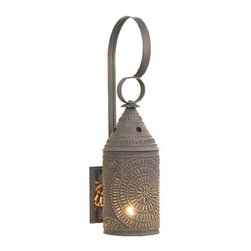 Saving Shepherd - Punched Tin Colonial Lantern, Blackened Tin - Wall Sconces