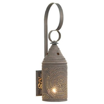 Punched Tin Colonial Lantern, Blackened Tin