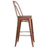 Flash Furniture 30" Metal Bar Stool in Copper and Wood Grain