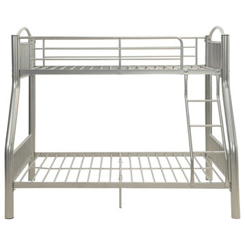 78" X 56" X 67" Silver Metal Twin Over Full  Bunk Bed