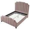 Inspired Home Zaida Bed, Velvet Upholstered, Pink, Queen