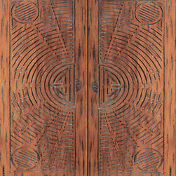 Chinese Style Hand Carved Mahogany Prehung Double Door - Front Doors