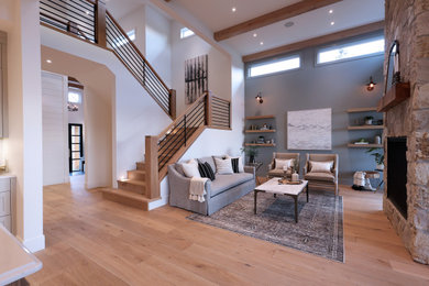 Cottage living room photo in Other
