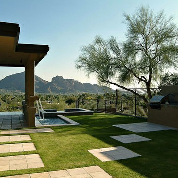 Paradise Valley Hillside Vanishing Edge Pool and Spa - Outdoor Living Area