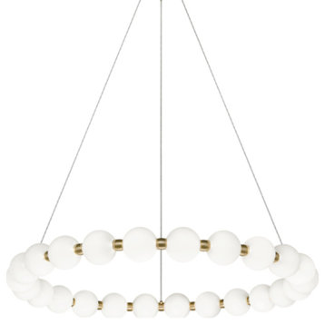 Oni Chandelier, 1-Light, LED, Oxidized Gold, Frosted Glass Shade, 31.5"W