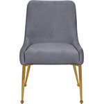 Meridian Furniture - The Ace Dining Chair, Gray and Gold, Pleated Velvet, Set of 2 - Elegant and eye-catching, the stunning Grey Velvet Ace Dining Chair from Meridian Furniture is the perfect addition to any space.