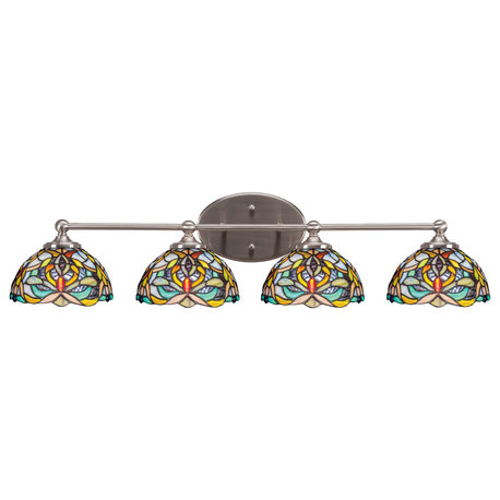 Capri 4-Light Bath Bar, Brushed Nickel/Kaleidoscope Art