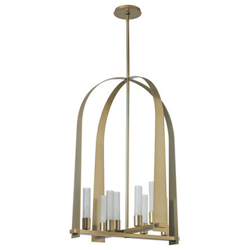 Hubbardton Forge 131071-02-FD Triomphe 8-Light Pendant, Black Finish and Frosted Glass
