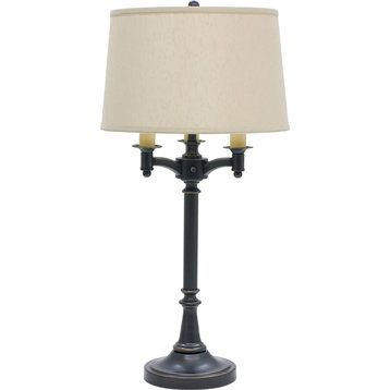 Lancaster Six Way Table Lamp, Oil Rubbed Bronze/Off White Linen
