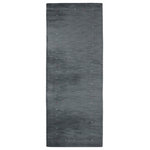 Get My Rugs LLC - Hand Knotted Loom Wool Area Rug Contemporary Charcoal, [Runner] 2'6''x10' - Indulge in the refined allure of this handcrafted masterpiece - a solid textured Charcoal shaded hand-knotted wool rug. Each meticulously woven strand embodies a symphony of elegance and simplicity, promising to harmonize effortlessly with your home setup. Its soothing Charcoal hue evokes a sense of tranquility, while the intricate texture adds depth and character to any space. Elevate your interior aesthetic with this timeless accent piece, where grace meets versatility, and style meets comfort in perfect harmony. Every inch of this masterpiece exudes opulence, boasting a dense weave of premium-quality wool that ensures unrivaled durability. Designed to withstand the rigors of high-traffic areas, its thick and plush texture not only enhances comfort but also promises long-lasting performance. Elevate your living space with this superior product, where beauty meets resilience, making it a perfect choice for those seeking both style and functionality.