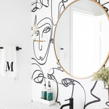 Target mirror. Amazon sconces.