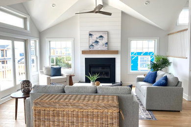 This is an example of a coastal living room in New York.