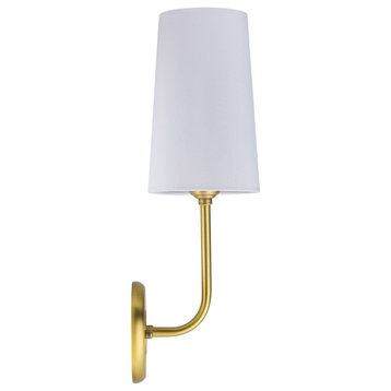 Forma Wall Sconce with Fabric Shade, Brushed Brass
