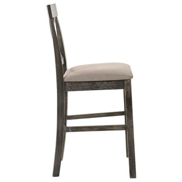 Acme Martha II Counter Height Chair Set of 2 Tan Linen and Weathered Gray