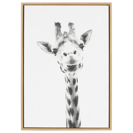 Sylvie Giraffe Portrait Framed Canvas Wall Art by Simon Te Tai, Natural 23x33