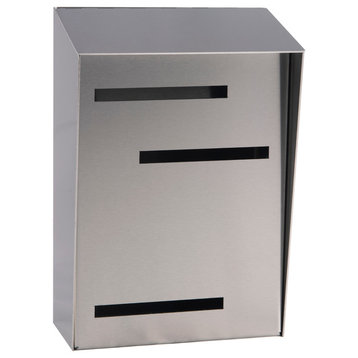 Mid Century Modern Mailbox, Vertical Large, Monochromatic, Stainless