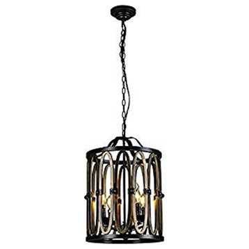 Iron Chandelier, Black and Gold, Large Ornate Metal Hanging