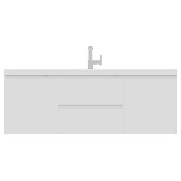 Paterno 60" Single Wall Mounted Bathroom Vanity, White