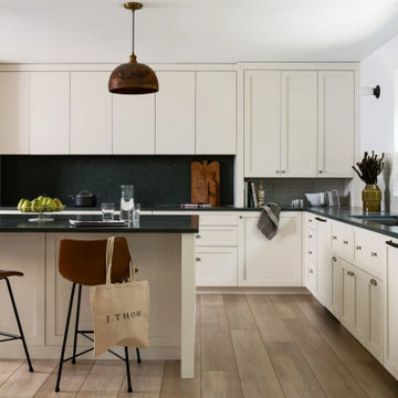 White Shaker Kitchen with Custom Cabinetry and Island