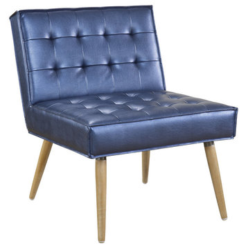 Amity Tuffed Accent Chair With Chrome Legs, Sizzle Azure