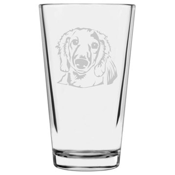 Dachshund Dog Themed Etched All Purpose 16oz. Libbey Pint Glass