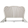 London Place Eastern King Velvet Panel Bed - Creamy Pearl