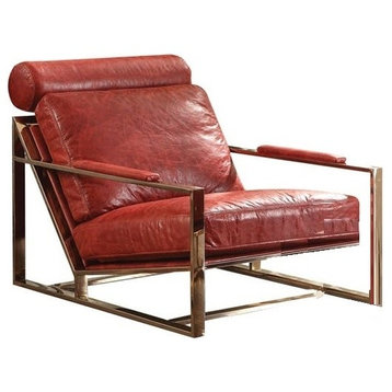 Amir Red Leather Accent Chair