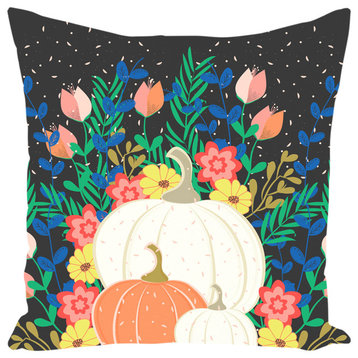 Pumpkins Black Throw Pillow, 18x18, Cover Only