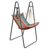 Soft Comfort Swing Chair and Stand, Rust/Teal, Striped