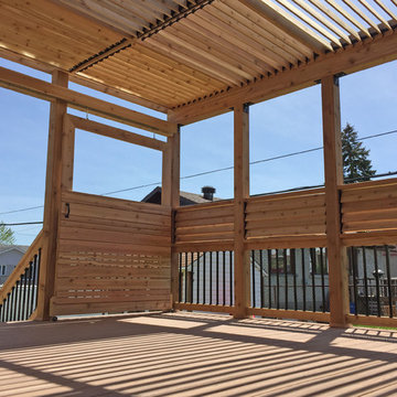 Trex Transcend Tiki Torch Deck With Western Red Cedar Pergola & Privacy Screen