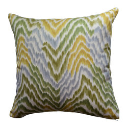 KH Window Fashions, Inc. - Flamestitch Pillow, Gold/Yellow/Green/Gray, Without Insert - Decorative Pillows