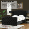 Marcella Upholstered Tufted Shelter Wingback Panel Bed, Jet Black Polyester, Queen