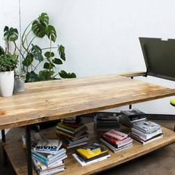 Lucy Reclaimed Scaffolding Adjustable Magnetic Chalkboard Drafting Table & Shelf - Drawing Tables
