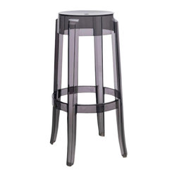 Kartell - Charles Ghost Stools, 30", Transparent Smoke Gray, Set of 2 - Bar Stools And Counter Stools