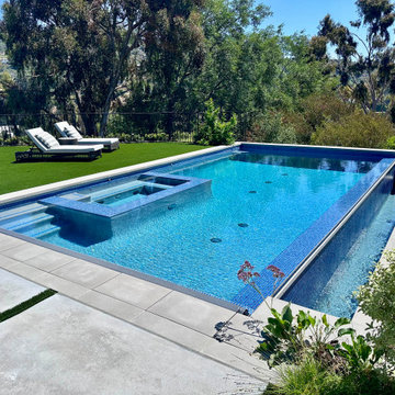 Pacific Palisades Infinity edge pool and spa with atomatic cover