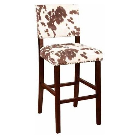 Linon Corey 30" Wood Cow Print Bar Stool in Brown