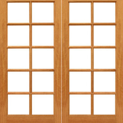 10-lite Interior Brazilian Mahogany IG Glass Double Door - Interior Doors