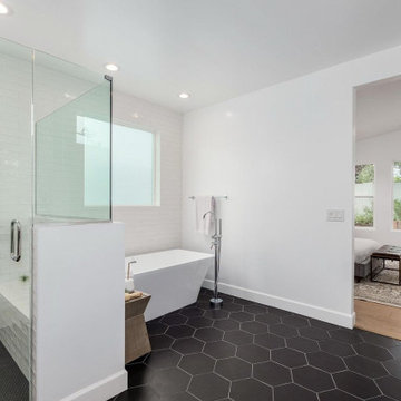 All-Over Honeycomb Tile Bathroom Remodeling in Newport Beach, CA