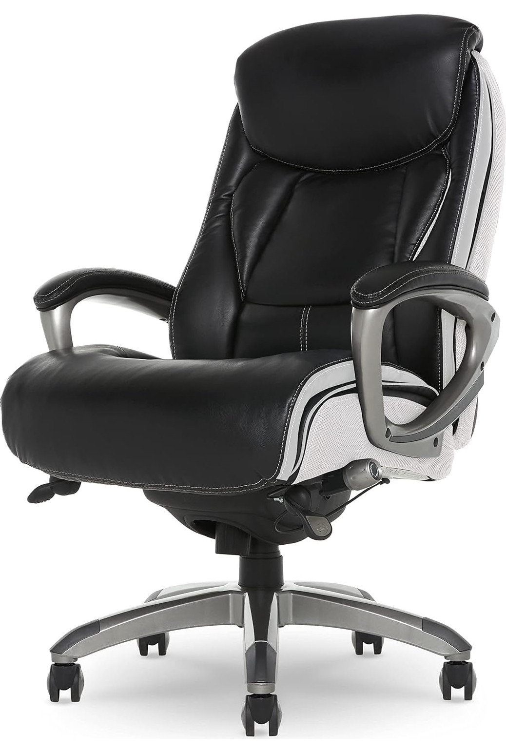 Ergonomic Leather & Mesh Computer Chair with Lumbar Support ...
