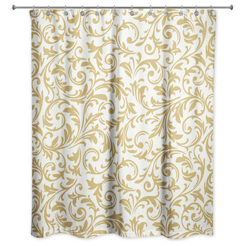 Gold Baroque Pattern 71x74 Shower Curtain