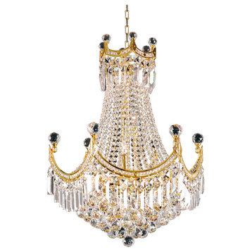 Artistry Lighting Corona Collection Hanging Crystal Chandelier 24x32, Gold