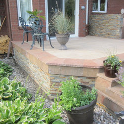Third level completed, including slate wall - Landscaping Stones And Pavers